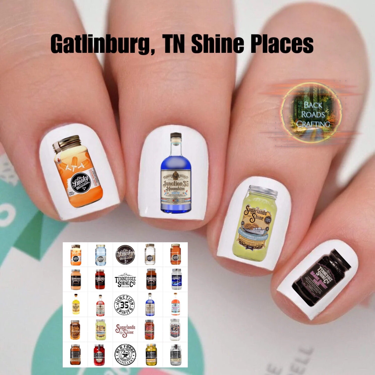 Moonshine Waterslide Nail Decals Set of 50 with Instructions and Bonus