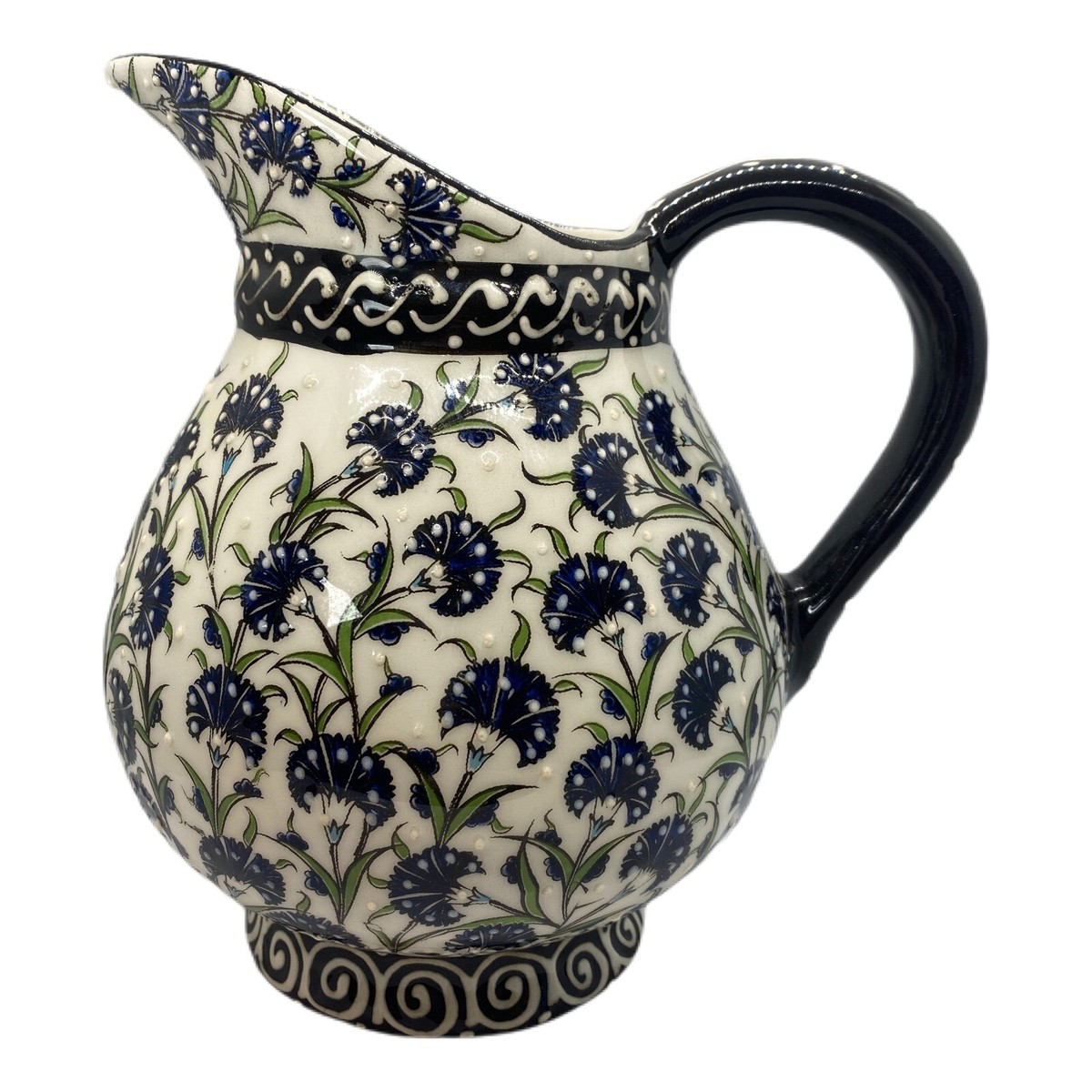 Nakkas Cini Ceramic Water Jug Milk Holder Flower Turkish Pottery Nakkas Cini Ceramic Water Jug Milk Holder Flower Turkish Pottery