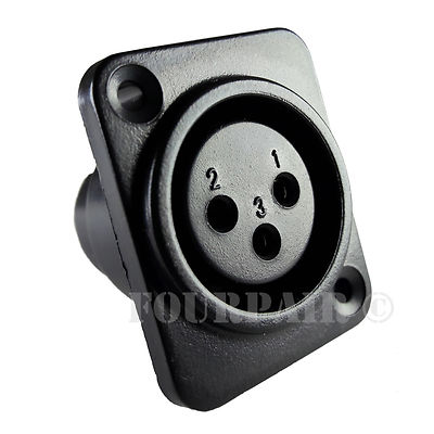 XLR 3-Pin Female Panel Mount Chassis Microphone Mic Jack Socket Audio Connector