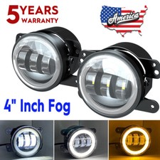Pair 4inch Round Bumper Led Fog Lights Driving Lamp For Kenworth T2000 1998-2010