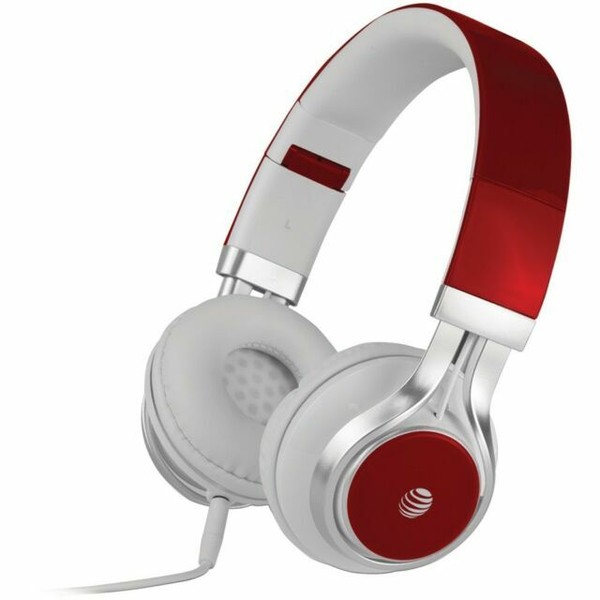 AT&T Stereo Overear Headphones With Microphone (red) Hpm10red for sale
