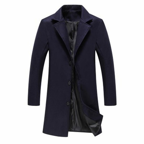 Abrigo grueso de invierno cálido para hombre gabardina ropa exterior abrigo manga larga chaqueta con botones EE. UU. - Imagen 6 de 7