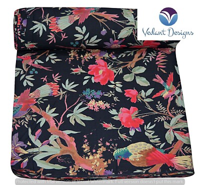 Indian 10 Yard Hand Block Bird Cotton Fabric Black Dress Material | eBay