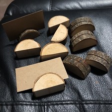 Semi-Circle Place Card Holders (10 stands+20 blank cards) Rustic Wooden Stands