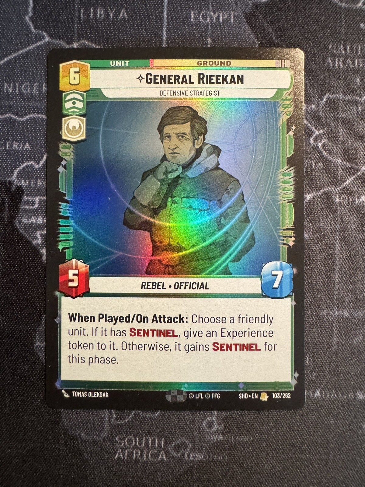Star Wars Unlimited Shadows of the Galaxy Foil General Rieekan Rare #103