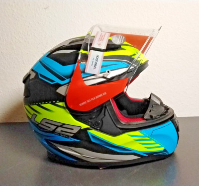 Integralhelm Motorradhelm LS2 Modell FF353 Rapid Schwarz Blau Gelb Matt Gr. S