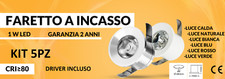  FARETTO LED 1W 3W INCASSO SEGNAPASSO PUNTO LUCE FREDDA CALDA GRIGIO BIANCO new