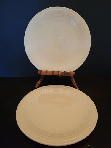 Two 1940's Fiesta Ivory 9 1/2" Luncheon Plates Genuine Fiestaware