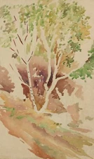 Antique watercolor painting landscape