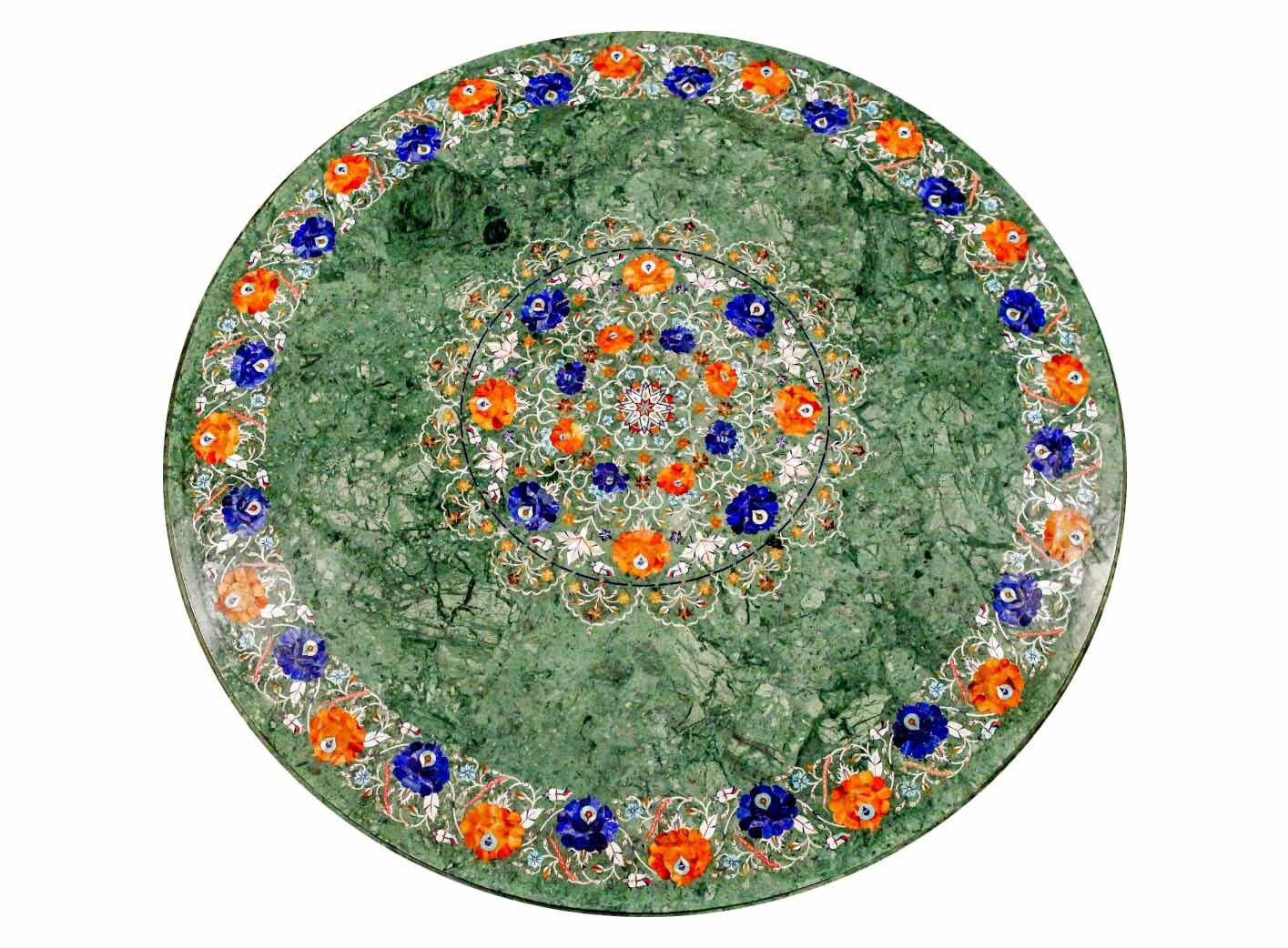 36" green marble coffee center inlay art handicraft table top room decor