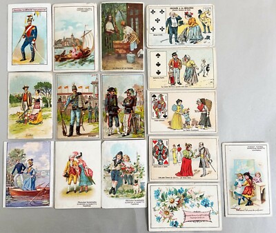 15x Kaufmannsbilder, Chicoree a la Menagere, Kinder, Papier grains de Cafe 1910