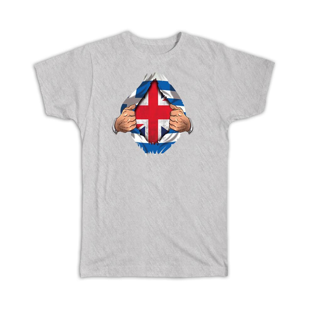 UK Greek Flag Chest British Gift T-Shirt