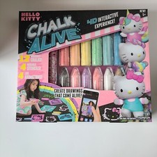 Hello Kitty Chalk Alive 4D Interactive Chalk Art 4 Stencils 12 Chalks NIB