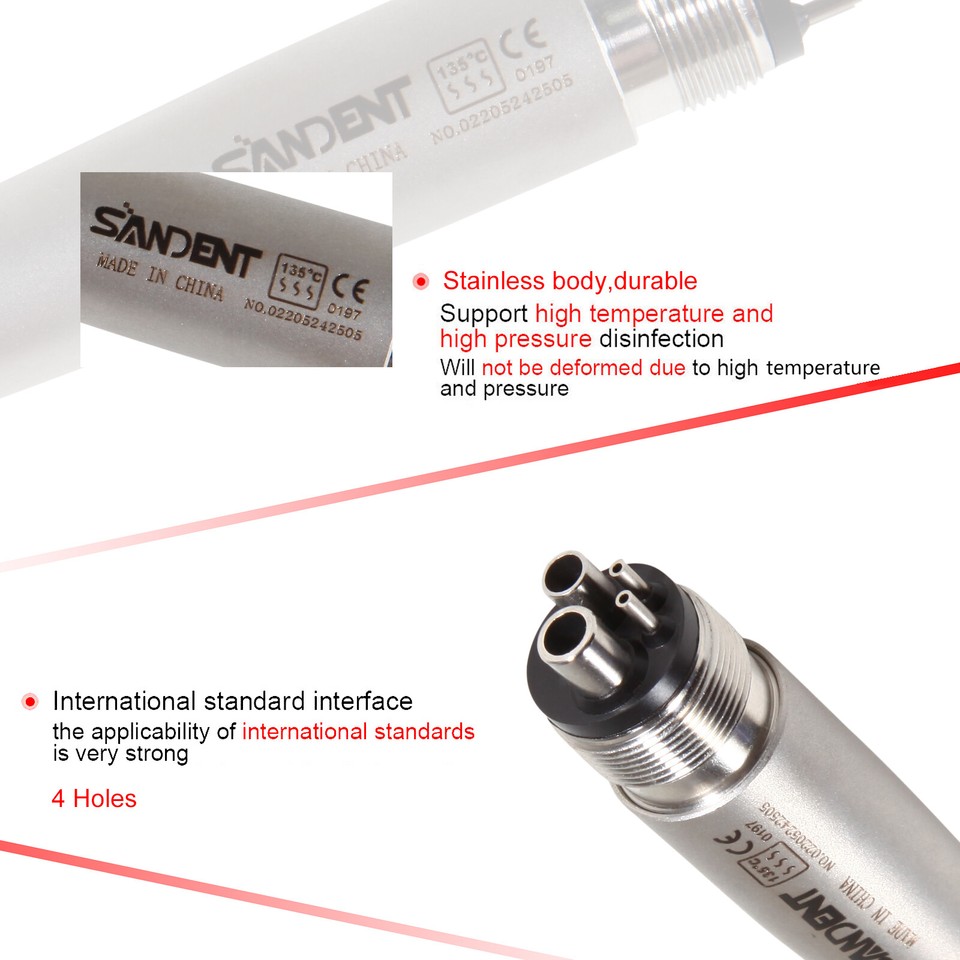 Lot De 10 Turbines Dentaires Haute Vitesse SANDENT Style Pana Max - 4 Trous, Bouton Poussoir