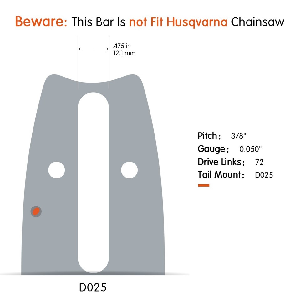 20'' Chainsaw Guide Bar Chain 3/8" 0.050" 72DL For STIHL MS381 MS390 ...
