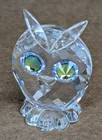 Vintage Swarovski Owl Silver Crystal 7654 Nr 38 With Box Green Eyes (88)