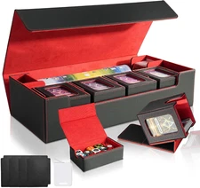 Card Deck Box for MTG Commander, Large 6 in 1 Card Storage Display Case with 5PC