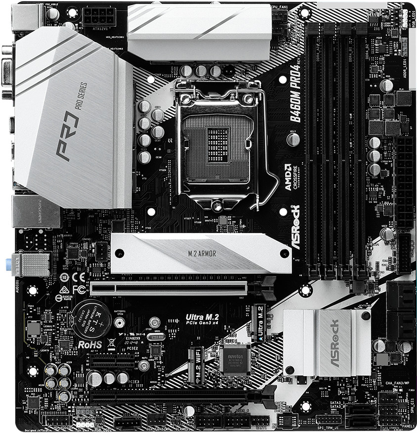 ASRock B460M PRO4 LGA1200 Micro ATX MB-DDR4, M.2,USB 3.2 Gen1