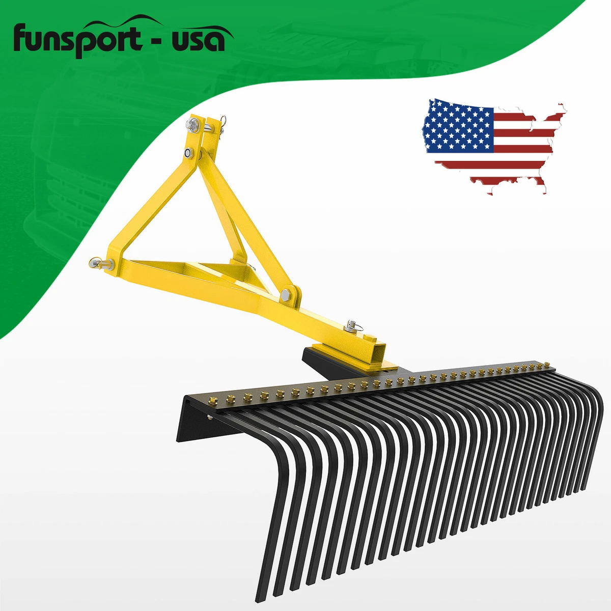 60 3 Point Landscape Rock Rake Fit For Category 1 Compact