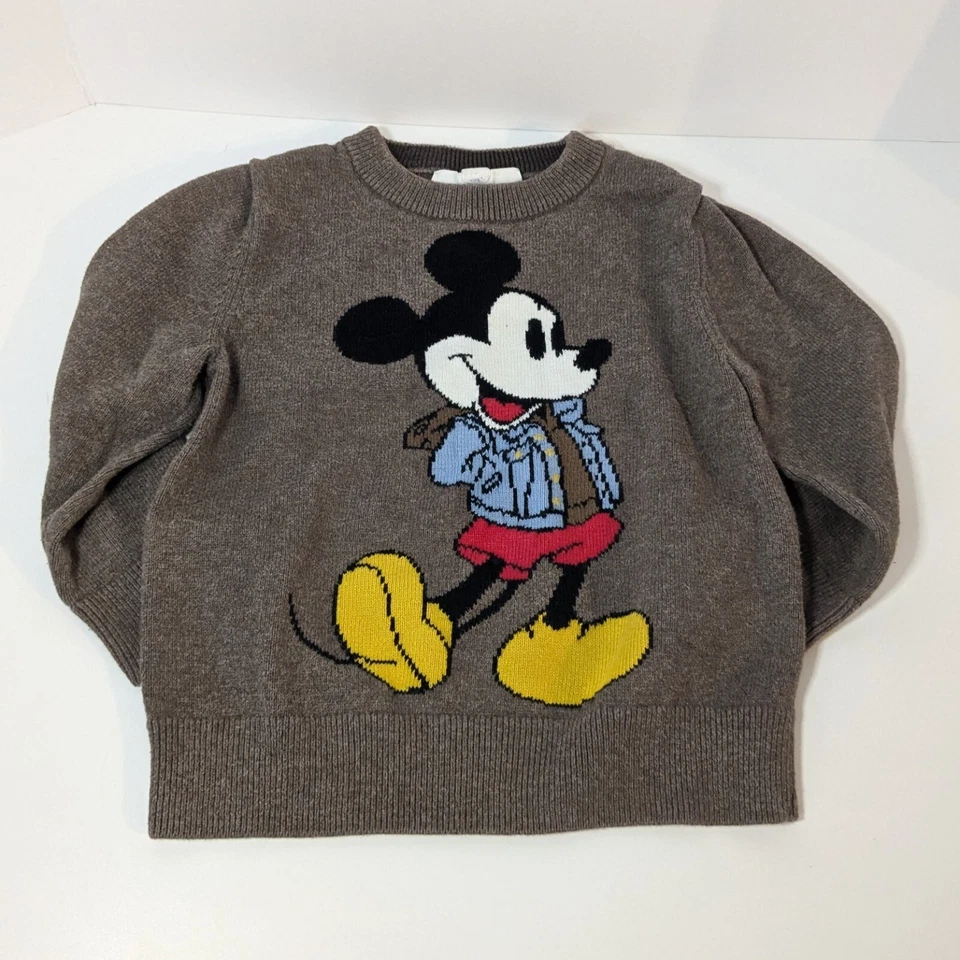 Suéter Cuello Redondo Disney Mickey Mouse Talla 2 Niño Pequeño Bebé Hueco, Marrón, Dibujos Animados Top Foto 2 de 4