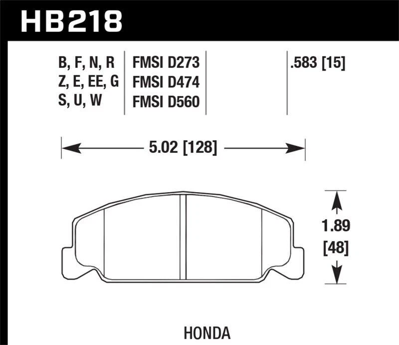 Pastillas de freno delanteras Hawk HB218G.583 DTC-60 para Honda Accord 1984-2000, Civic, CRX Foto 3 de 4