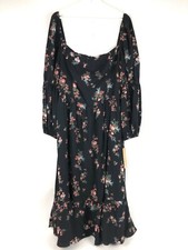NWT Reformation Mica Dress Marisol Black Floral Long Sleeve size 18