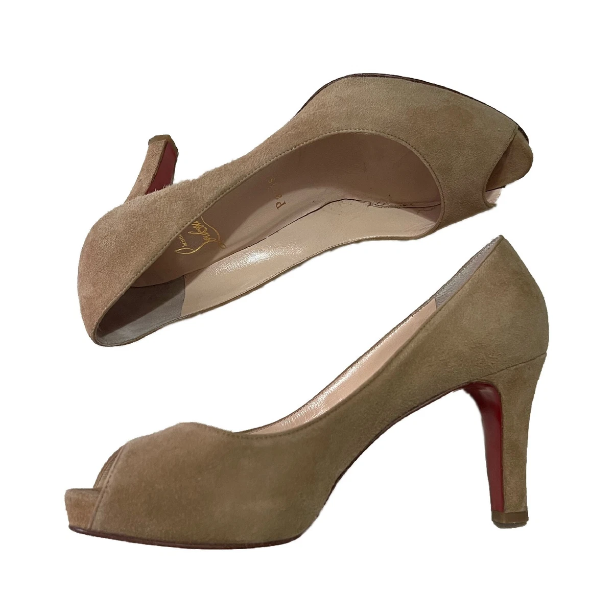 Tan red bottom heels cheap