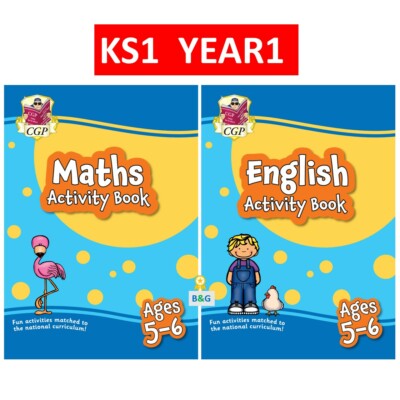 KS1 Year 1 Maths English  Home Learning Activity Books with Answer Ages 5-6 CGP