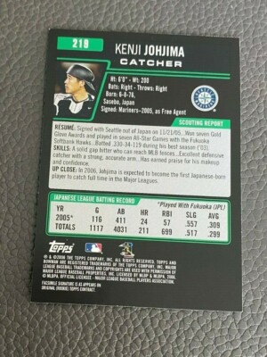 2006 Bowman Baseball KENJI JOHJIMA Rookie Card RC #219 Mariners | eBay