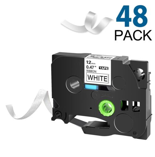 48ร Satin Ribbon Tape Compatible for Brother TZe-R231 Black/White 12mm PT-D400AD