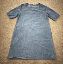 Niko And … Denim Dress Pockets One Size Stripe Short Sleeve Boho Blue Japan
