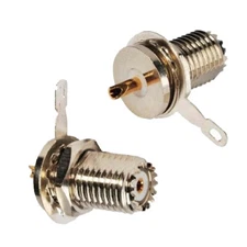 2-pack Mini-UHF Female Bulkhead Solder Cup Terminal Connector For Coaxial Cable