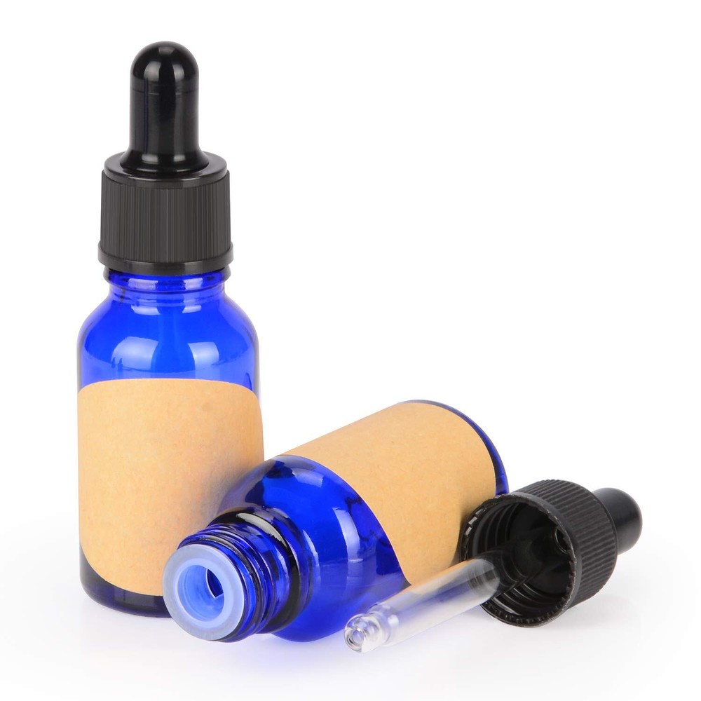 15ml 0.5 oz Cobalt Glass Dropper Bottle 2-Pack for Essential Oils