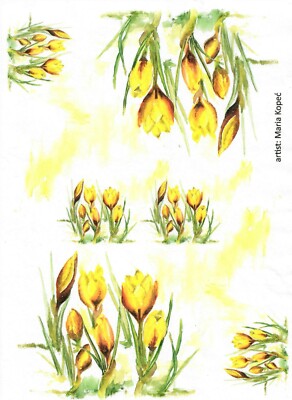 Reispapier Decoupage Sammelalbum und Basteln Frühling gelbe Blumen 394