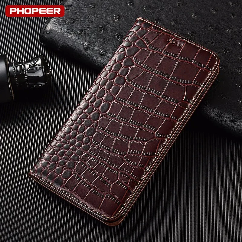 Genuine Leather Card Slot Crocodile Flip Case for Samsung Galaxy A25 A15 A54 A14 - Image 4 of 4