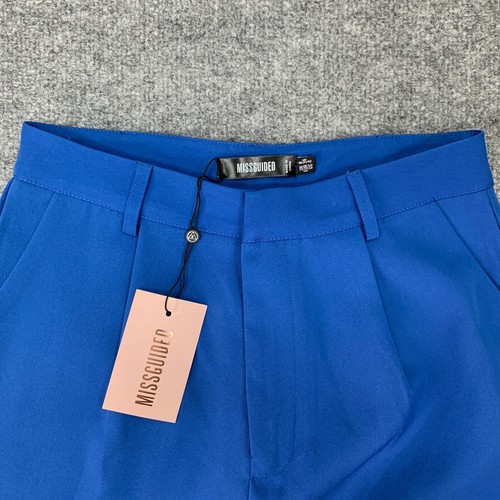 Missguided Pant Womens 4 Royal Blue Pleated Front Wide Leg High Waist Stretch - Picture 3 of 11