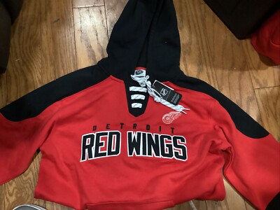 Detroit Red Wings $79 Lace Up Hoodie Hockey NHL  Med. Stitched NWT CC112