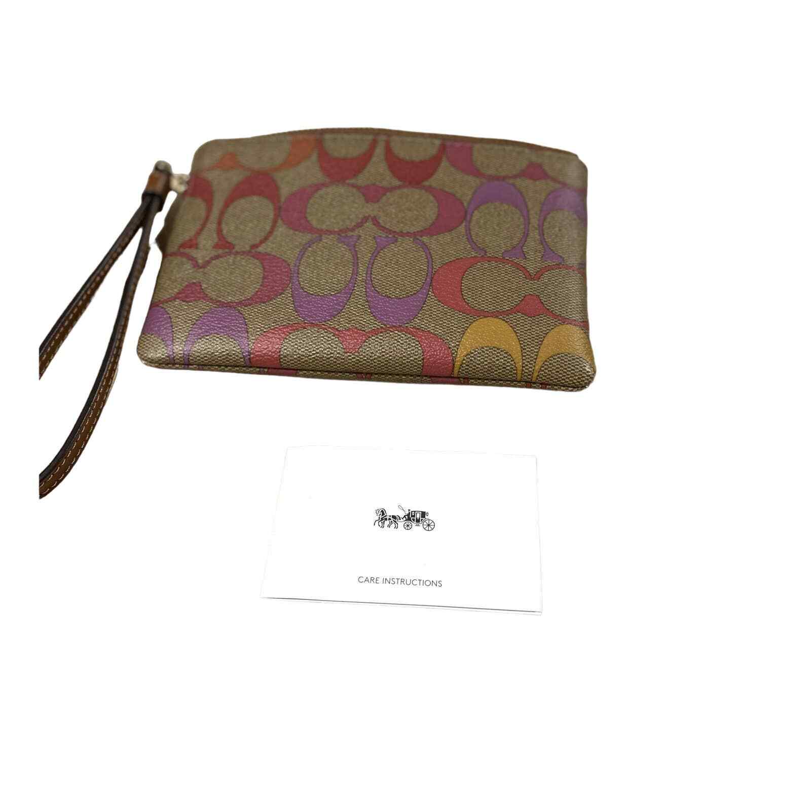 Coach Corner Zip Rainbow Signature Wristlet NWOT C186… Gem