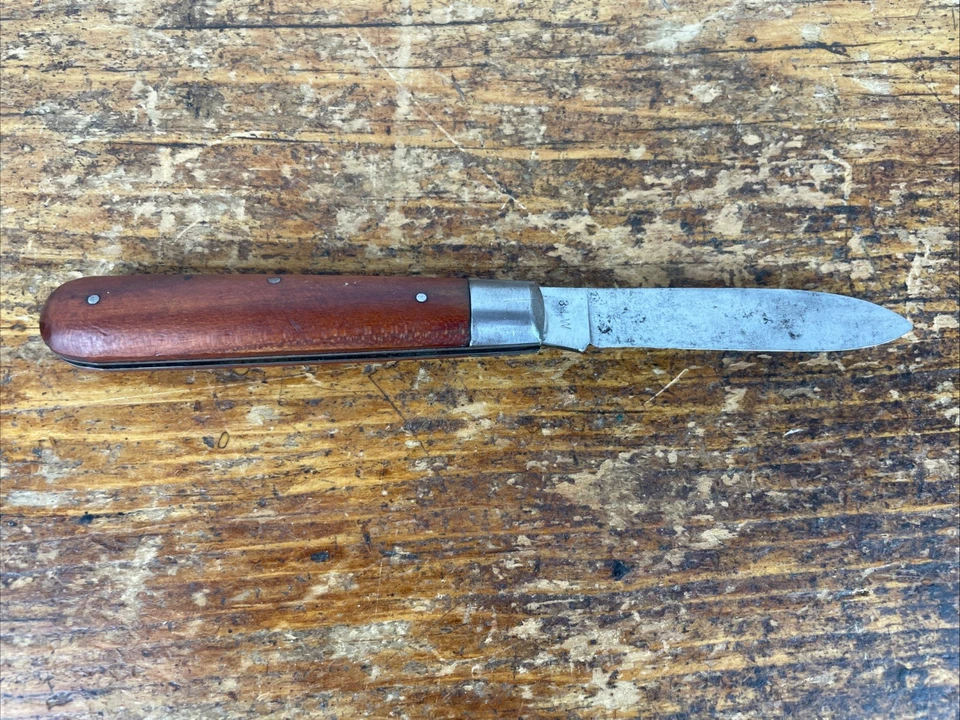 EARLY RARE ROB KLAAS # 31 W KISSING CRANE WOOD HANDLES FOLDING POCKET KNIFE - Image 2 of 4