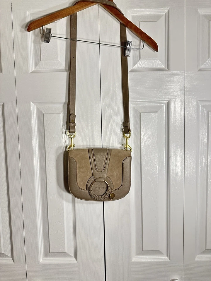 Bolso Bandolera See by CHLOE Hana Gris Taupe Cuero y Gamuza Auténtico Usado Foto 3 de 4