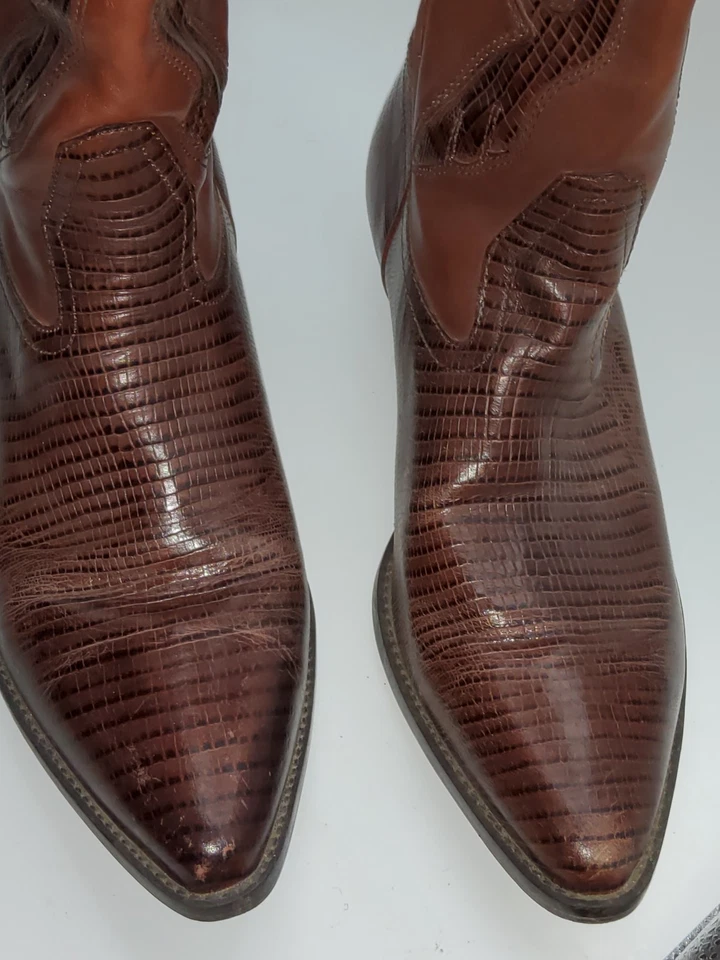 Botas vaqueras occidentales para mujer Nine West de cuero marrón a media pantorrilla talla 9M Foto 4 de 4