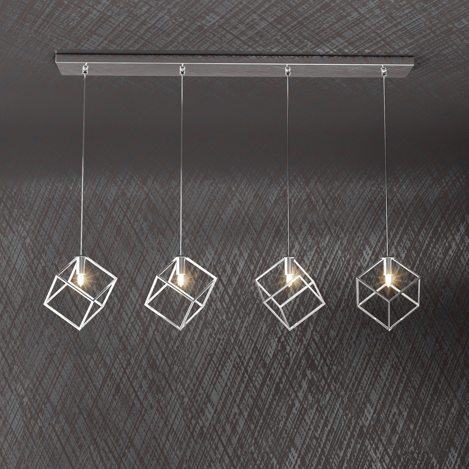 Sospensione Moderna Frame Metallo Cromo 4 Luci G9 - Design Rettangolare