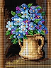 Orchidea Needlepoint canvas for halfstitch without yarn Bouquet of Flowers 2909F