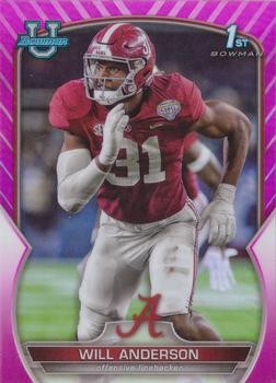 Will Anderson 2022 Bowman University Chrome #52 Pink Refractor Texans