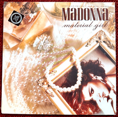 MADONNA MATERIAL GIRL 12'' RECORD SEALED PEARL CROSS SINGLE 1984 SECURITY PROMO 