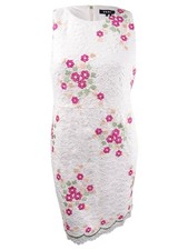 DKNY Women's Embroidered Floral Lace Sheath Dress (14, Ivory Multi)