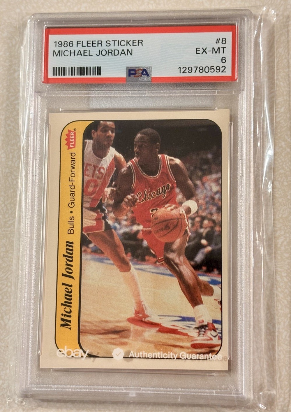 1986-87 Fleer Michael Jordan Sticker Rookie RC #8 Bulls PSA 6 eBay Certified