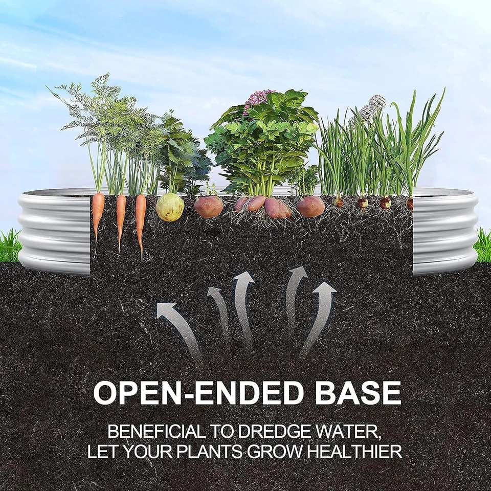 Galvanized Raised Garden Bed Kit, Galvanized Planter Garden Boxes Outdoor, Oval  - Image 4 of 4