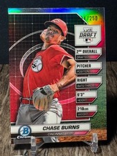 Chase Burns - #34/250 - REFRACTOR - 2024 Bowman Draft - DRAFT NIGHT - BDN-8 Reds