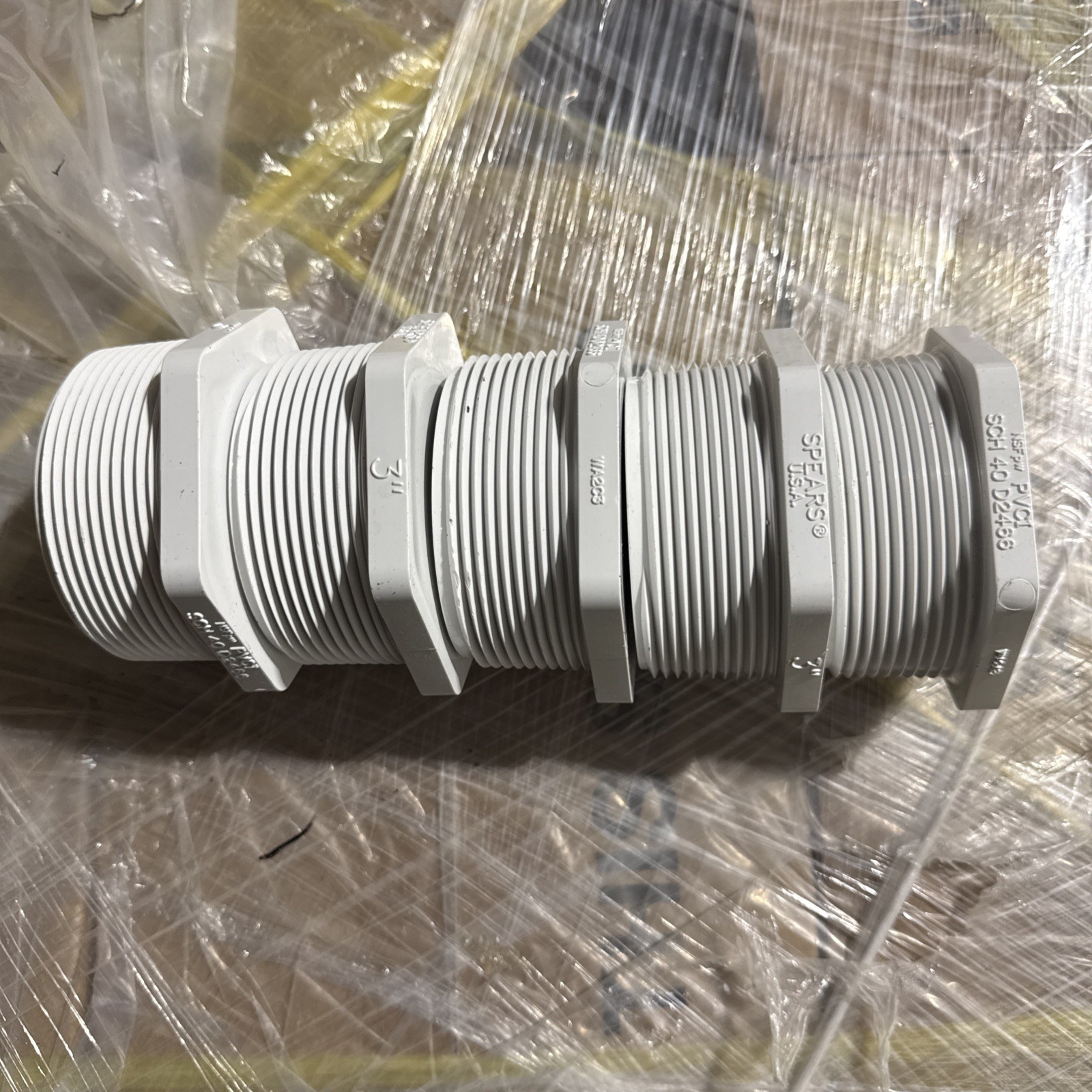 Lot of 5 Spears 450-030 3” PVC Plug Fittings Schedule 40 White Injection Molded